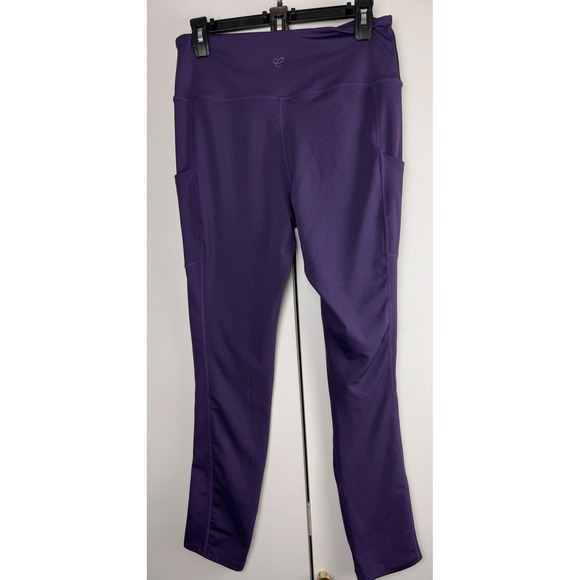 Cali Active Womens Purple Athletic Leggings Pockets Workout Athleisure Size M - Picture 2 of 8
